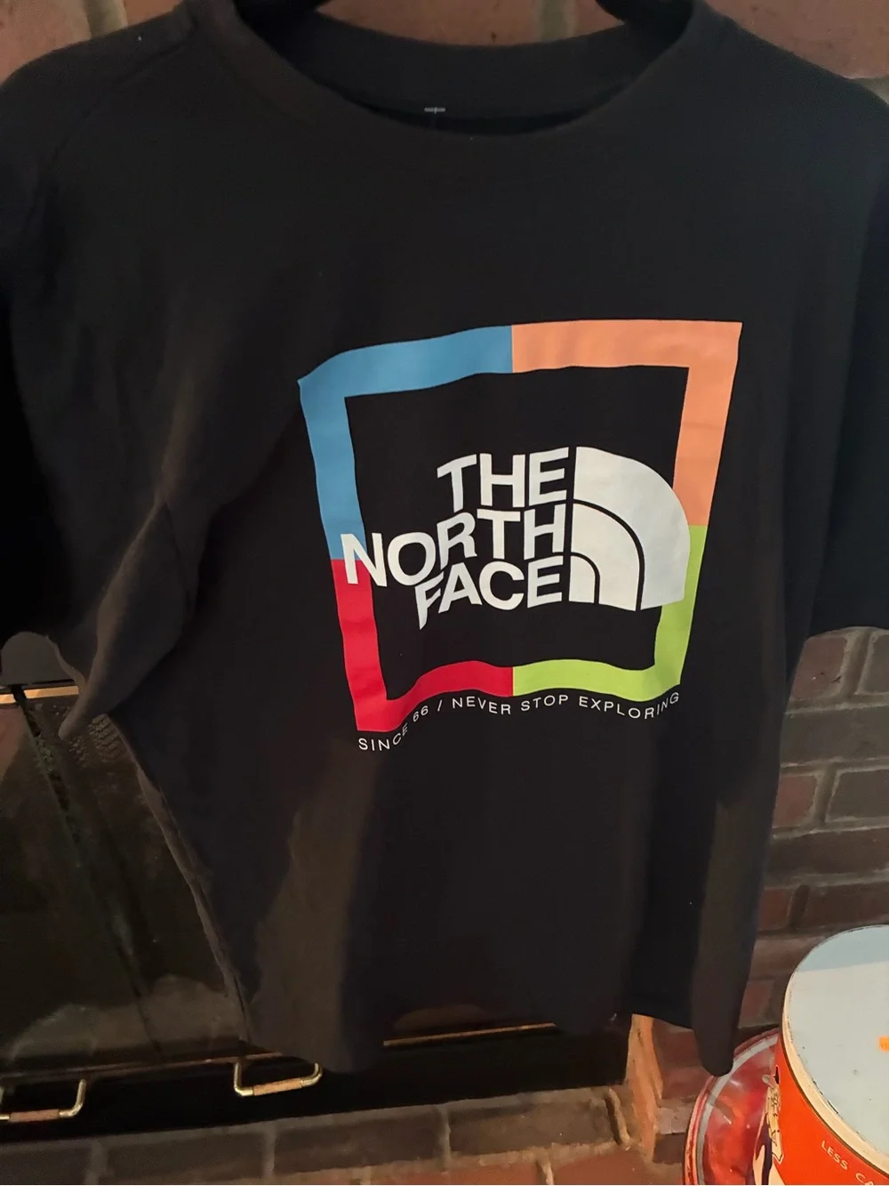 The North Face Black Graphic Tee with Multicolor Frame Large